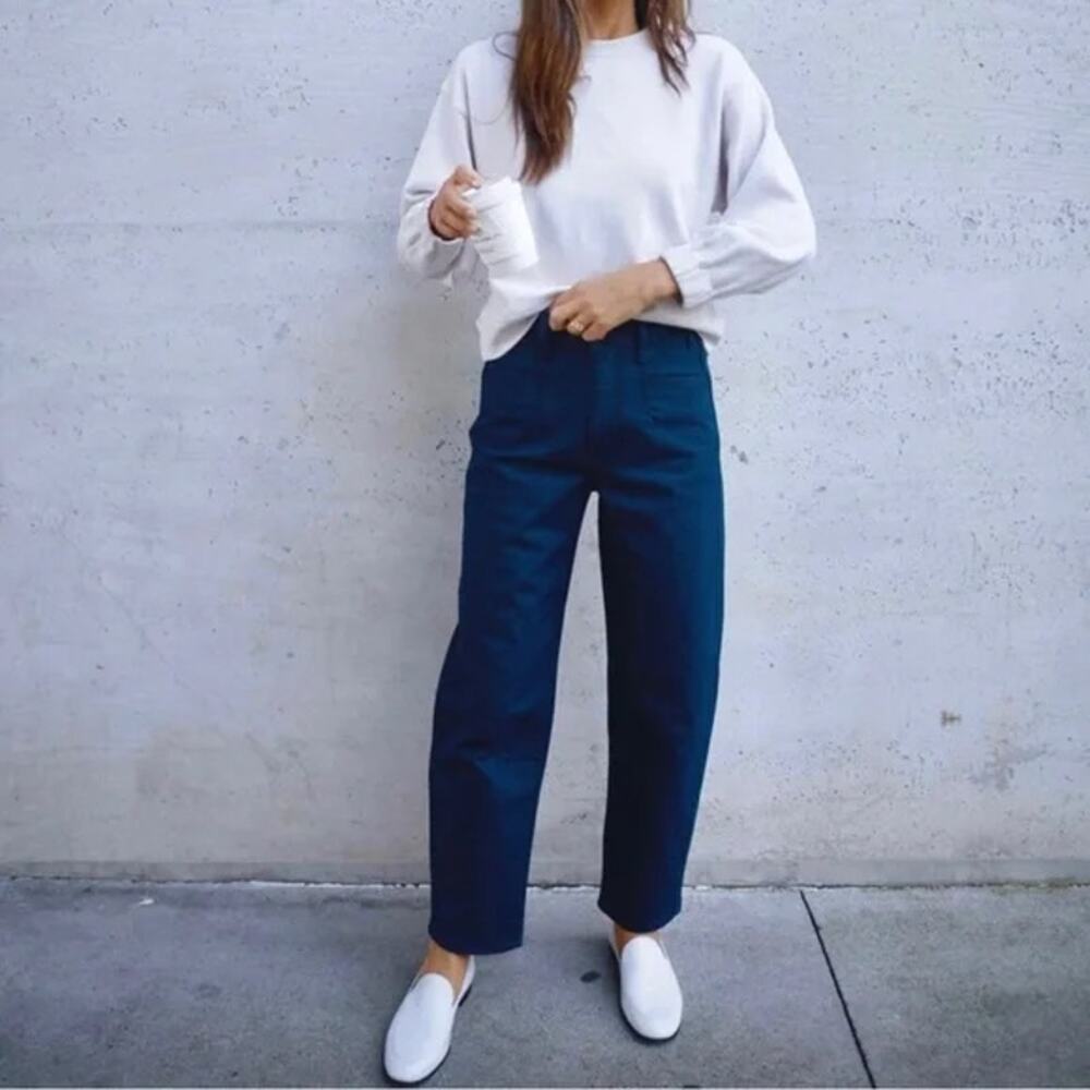 AYR The Beat Barrel Leg Trouser Jean Dark Wash Cropped High Waist SZ 32